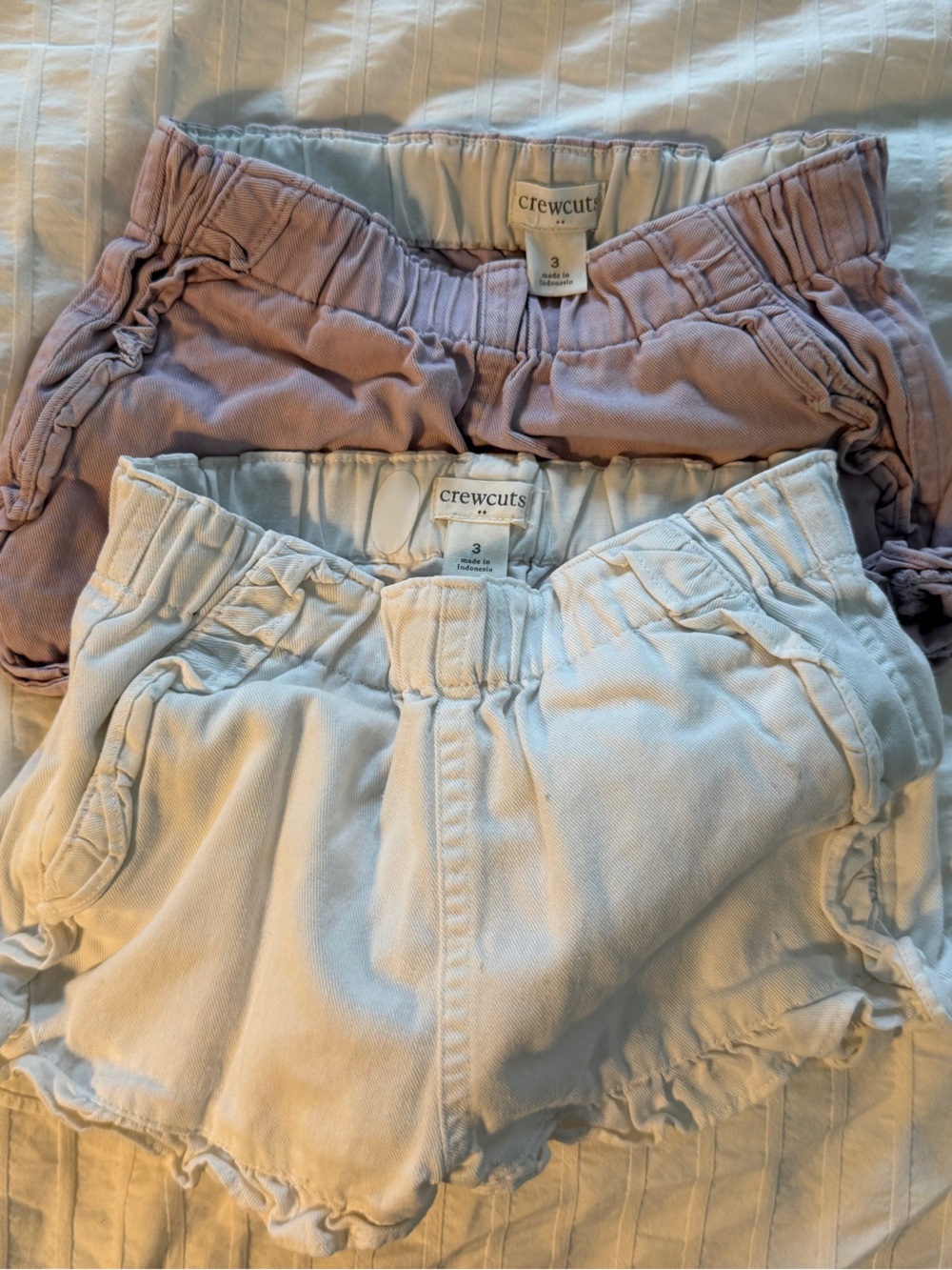 Crewcuts 2 Pair Ruffled Shorts - White & Muave